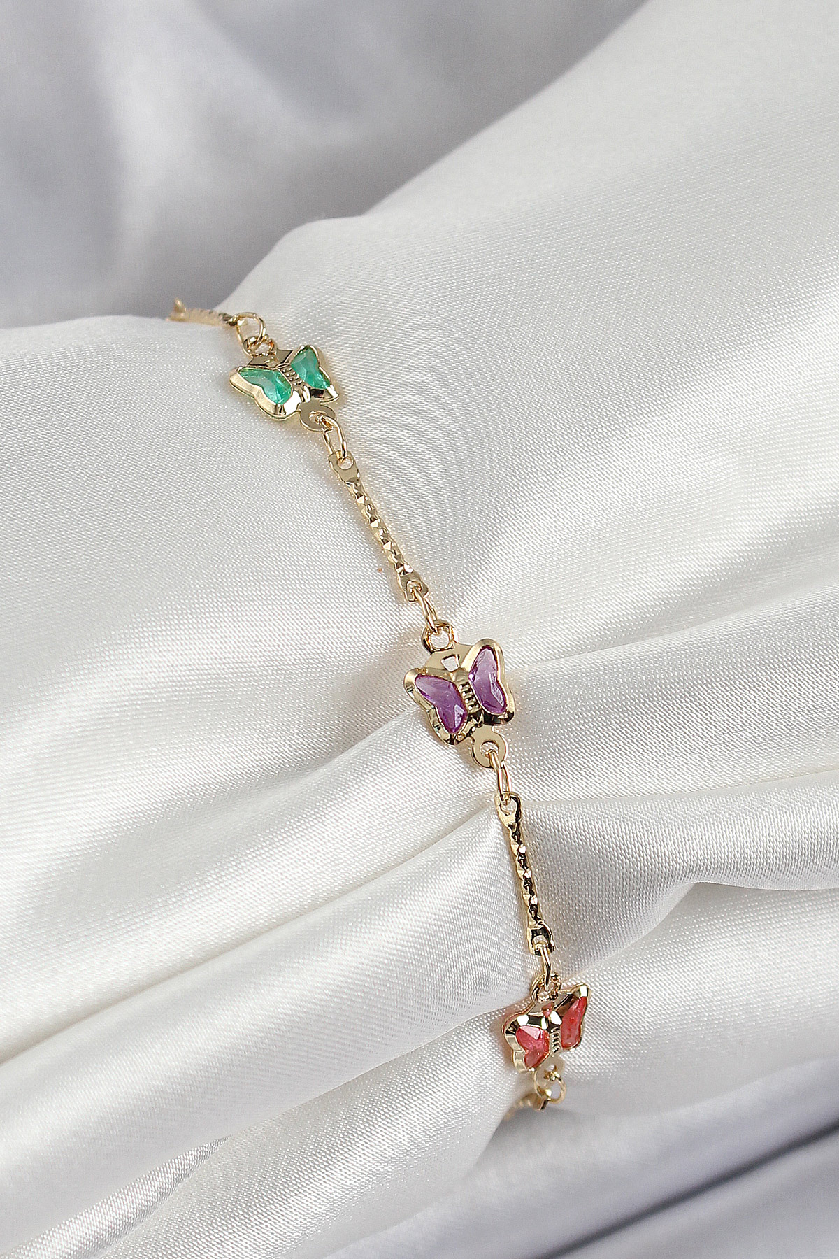 Brass Gold Color Mixed Color Butterfly Zirconia Stone Female Bracelet