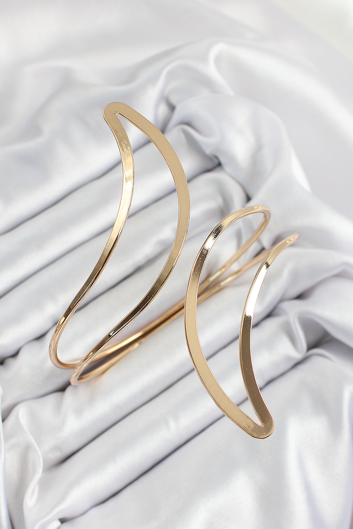 Brass Soyut Flame Patterned Gold Color Female Pazu Bracelet
