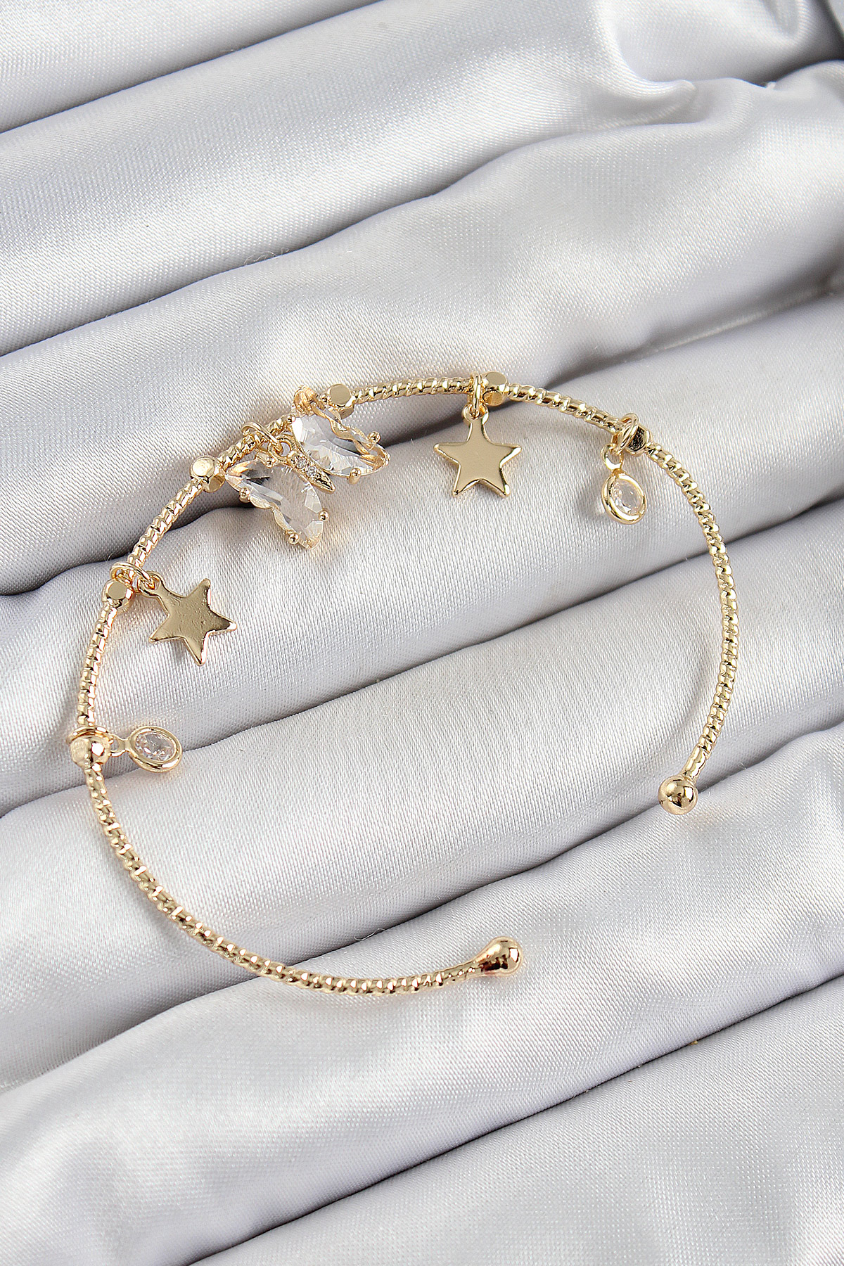Brass Zircon Stone Butterfly And Star Model Gold Color Charm Bracelet