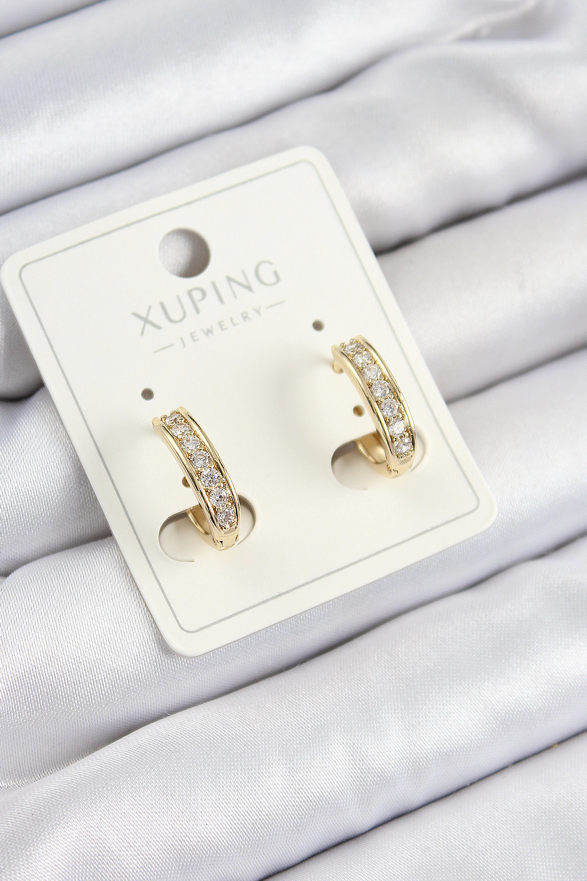 Xuping Zirconia Stone Ring Model Gold Color Female Earrings