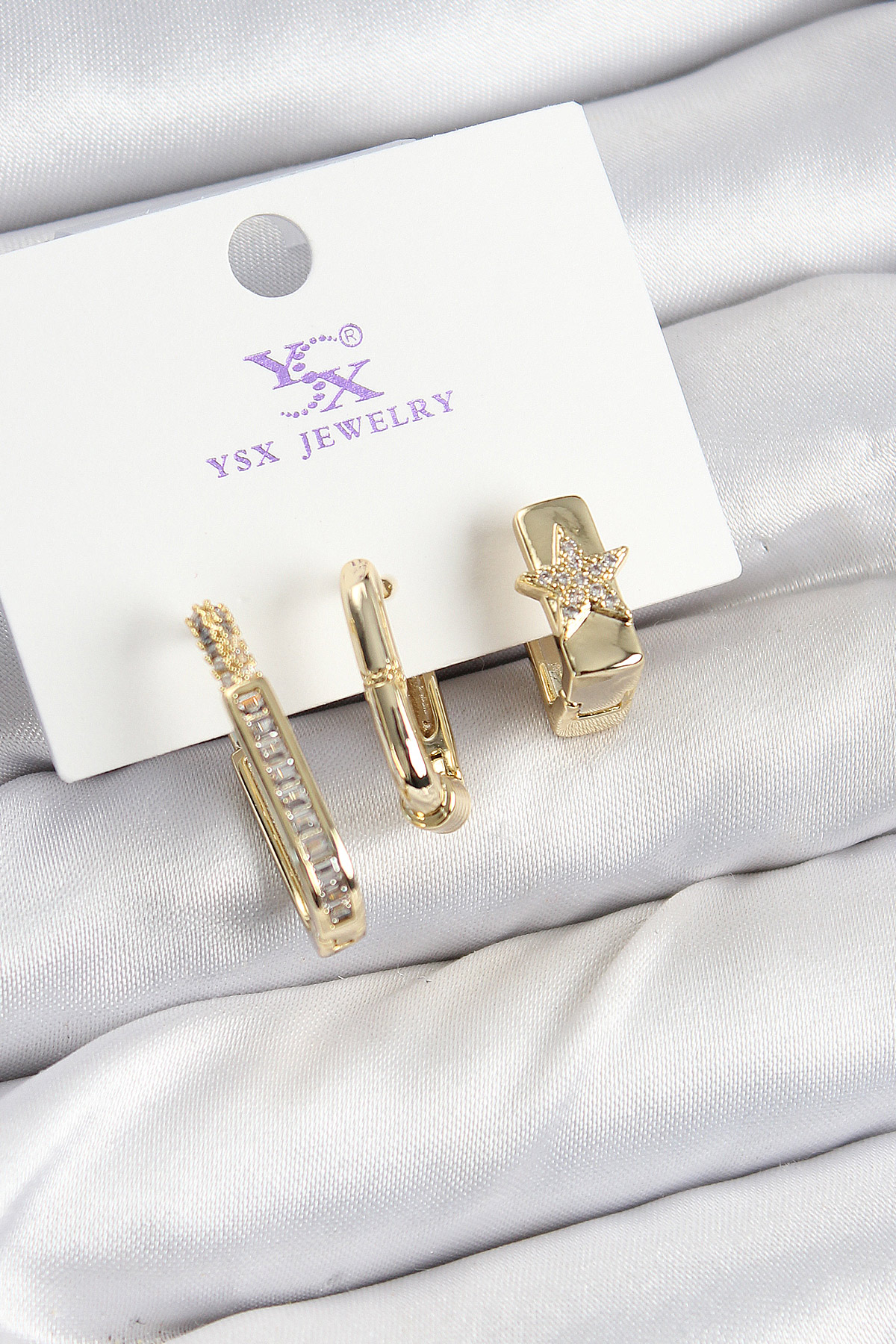 Brass Icon Stone Star Model Gold Color 3 With Female Earrings