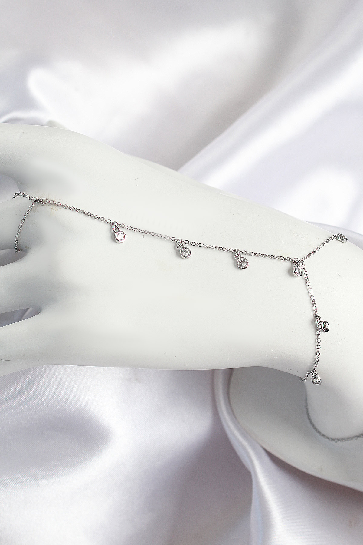 Brass Zircon Stone Filled Model Silver Color Female Şahmeran