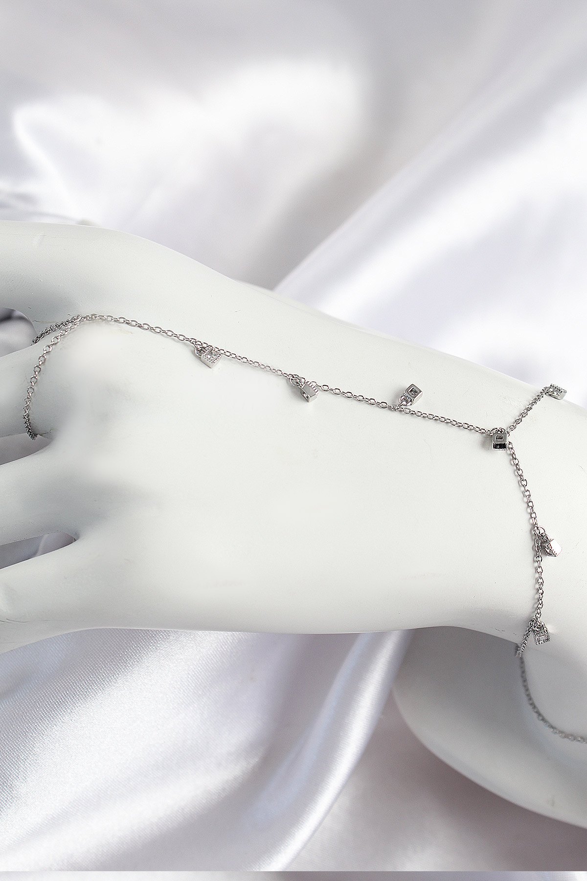 Brass Zircon Stone Filled Model Silver Color Female Şahmeran