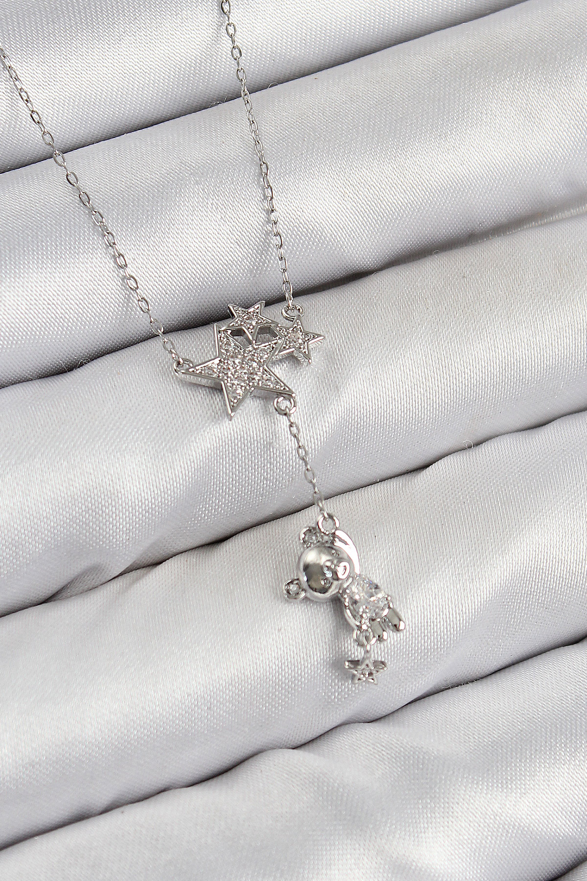 Brass Zircon Stone Hooded Star Model Silver Color Female Pendant