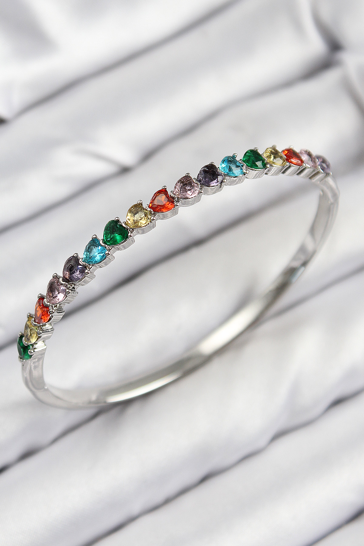Brass Color Zircon Stone Heart Model Silver Color Female Clamp