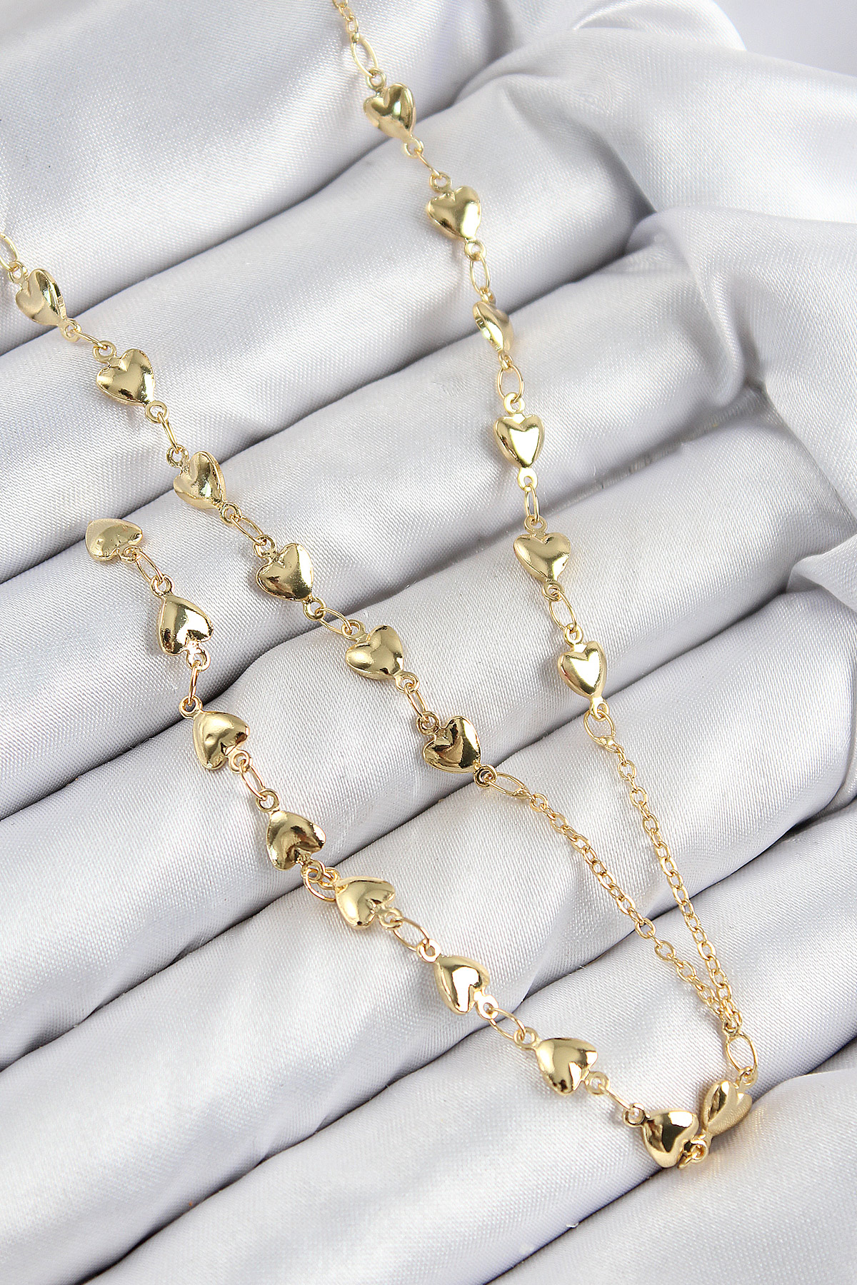 Brass Zircon Stone Heart Model Gold Color Y Necklace