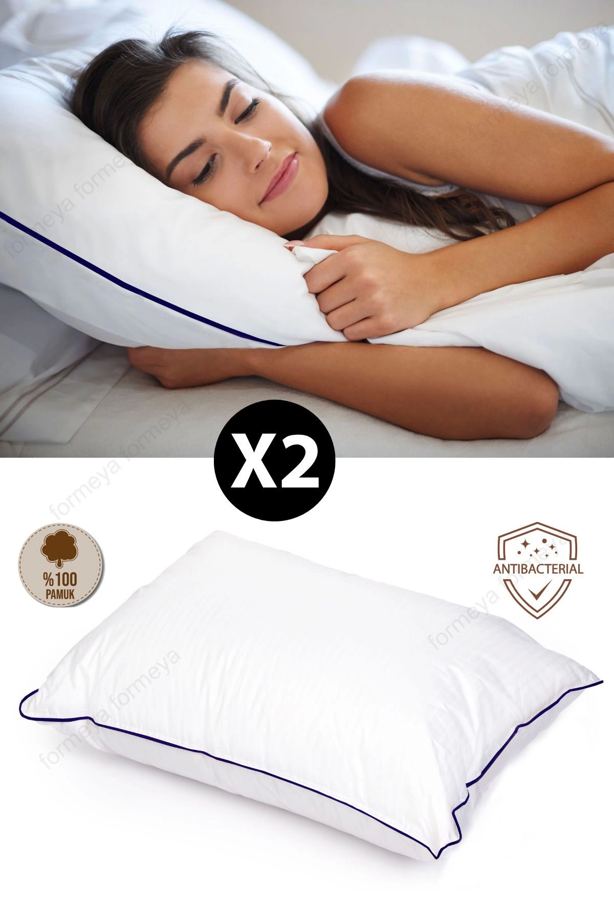 2 Pcs Climate Nano Gel Pillow Hotel Pillow 50x70 cm 100% Cotton Exterior Fabric