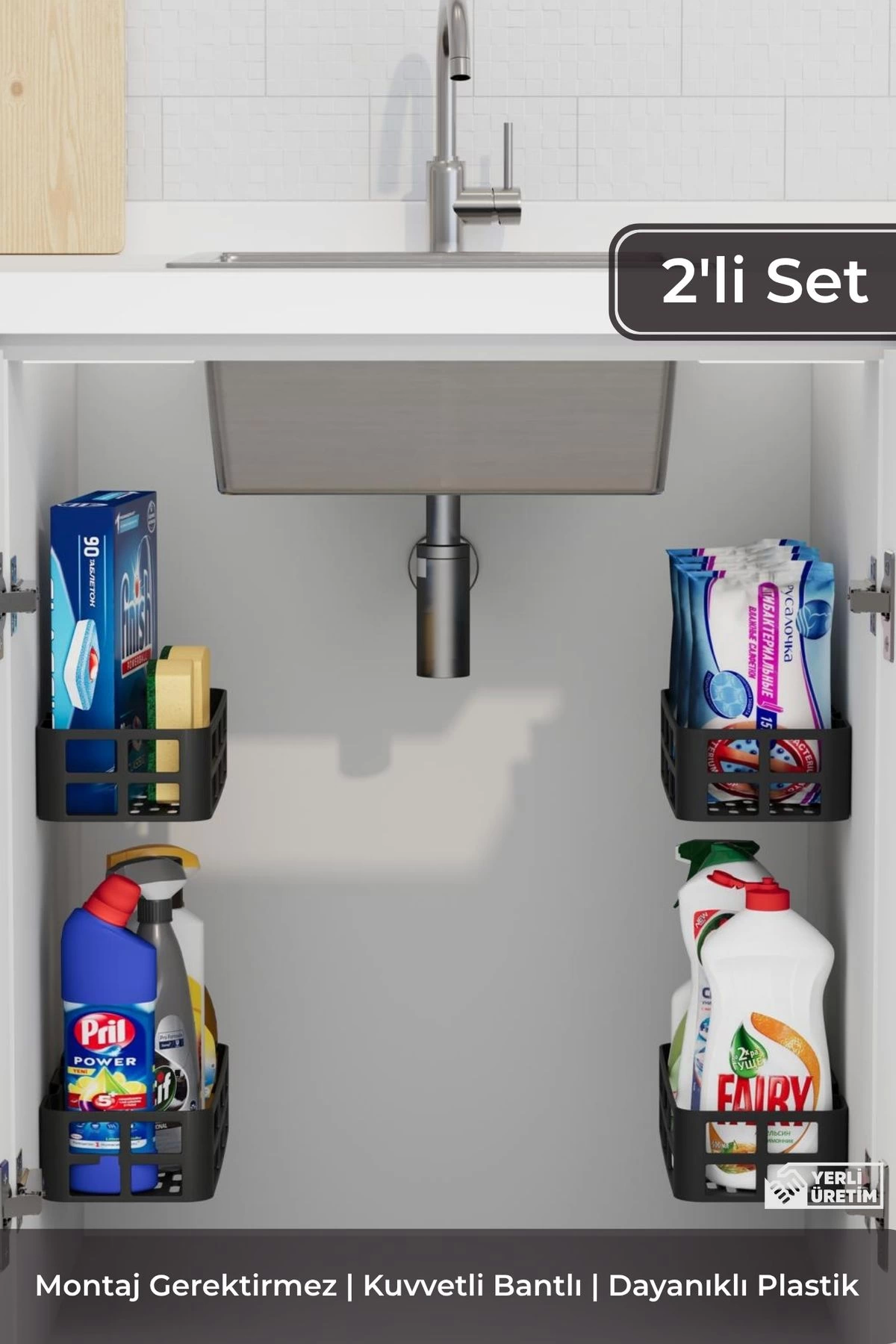 2 Sticky Home Six And In Cabinet Organizer Shelf Set