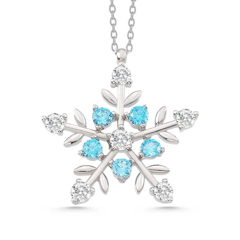 925 Sterling Silver Aquamarine Stone Snow Grain Female Pendant (336336)