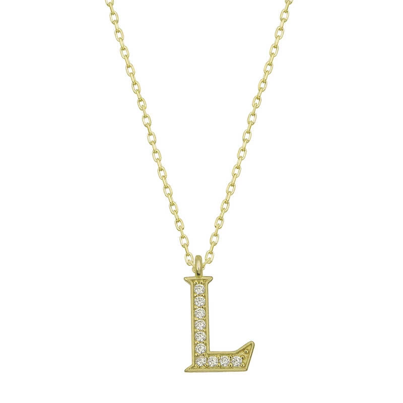 925 Sterling Silver Gold L Letter Female Silver Necklace (T6619) (336336)