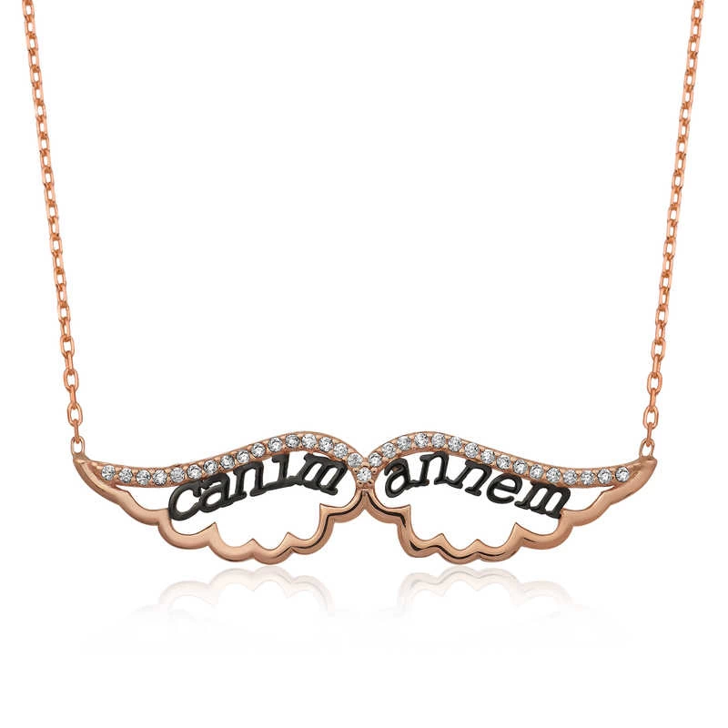925 Sterling Silver Angel Canım Mom Female Silver Necklace (PT2610718) (336336)