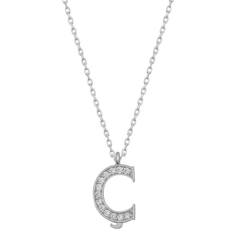 925 Sterling Silver Rodium Coating C Letter Female Silver Necklace (T6679) (336336)