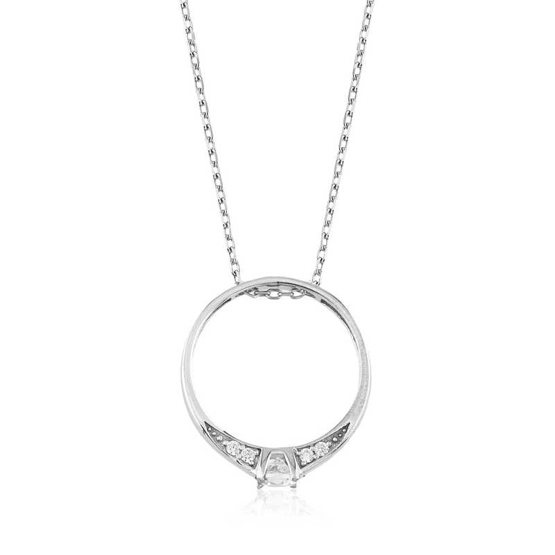 925 Sterling Silver Single Stone Ring Female Silver Necklace (PT2610429) (336336)