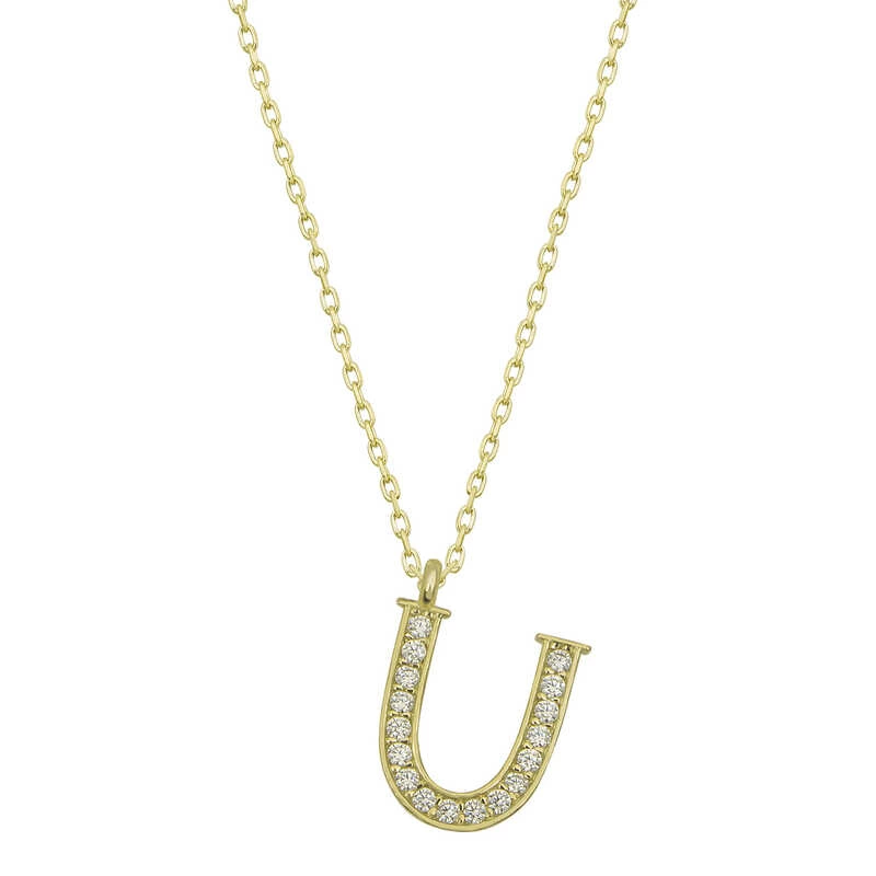925 Sterling Silver U Letter Female Silver Necklace (T6629) (336336)