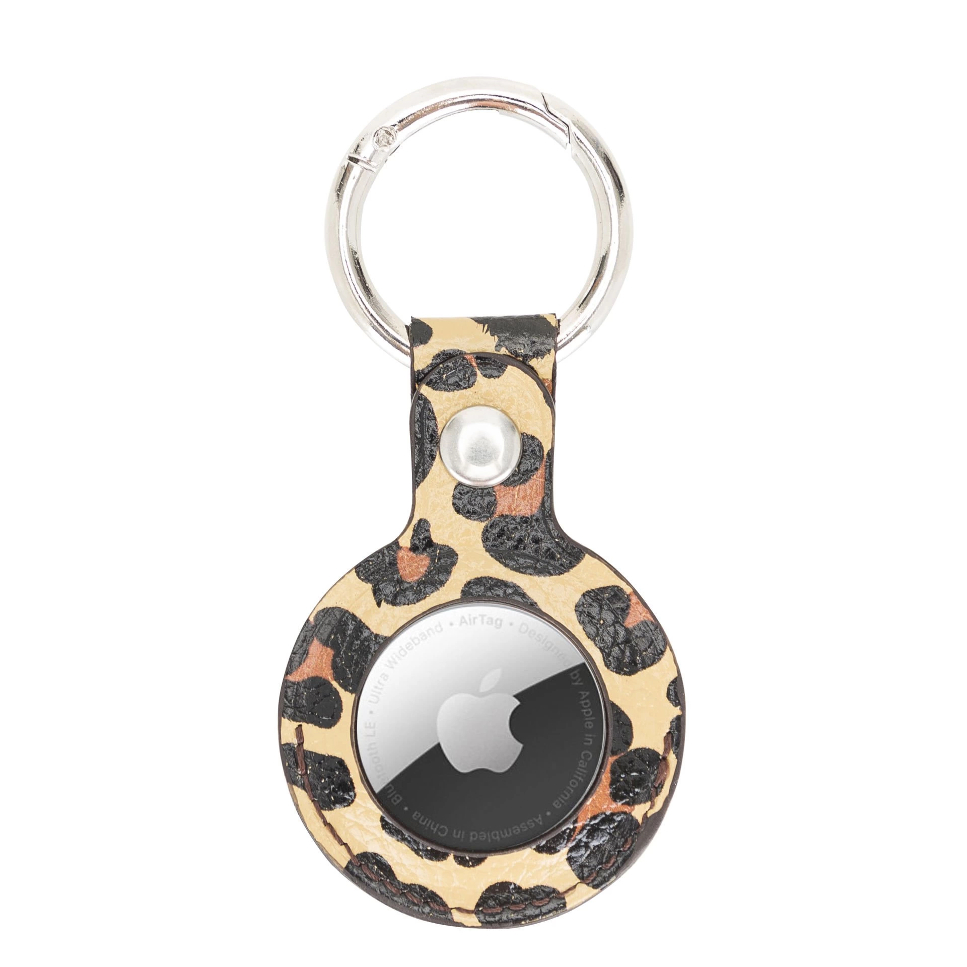 Apple AirTag Compatible Leather Keychain , LEO NE Coffee