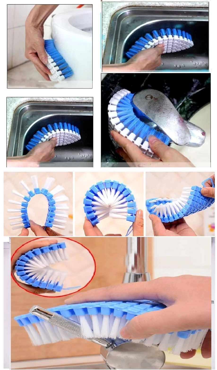 Spitable Flexible Edge Corner Sink Cleaning Brush Bathroom Kitchen Brush (336336)