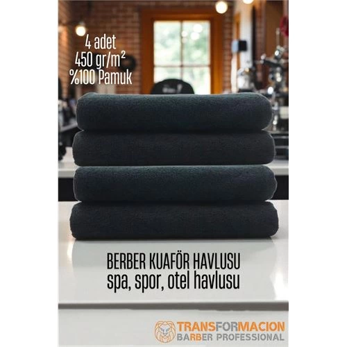 BX Hairdresser Berber Towel 4PCS Cotton Berber Towel 50x90 Black