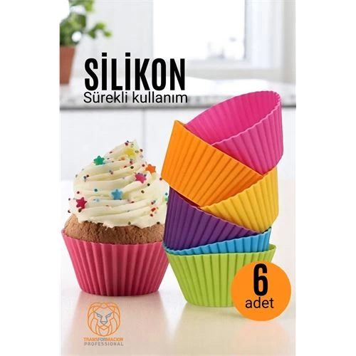BX Silicone Muffin Mould - Continuous Use Muffin Cake Mold 6 PCS