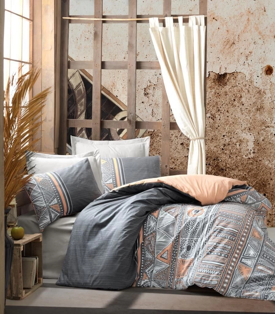 Cotton Box Etnich Duvet Cover Double Size Adiel Grey