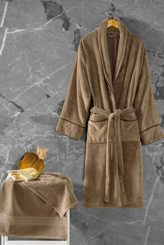 Cotton Box Exclusive Single Bathrobe Set Beige L/xl