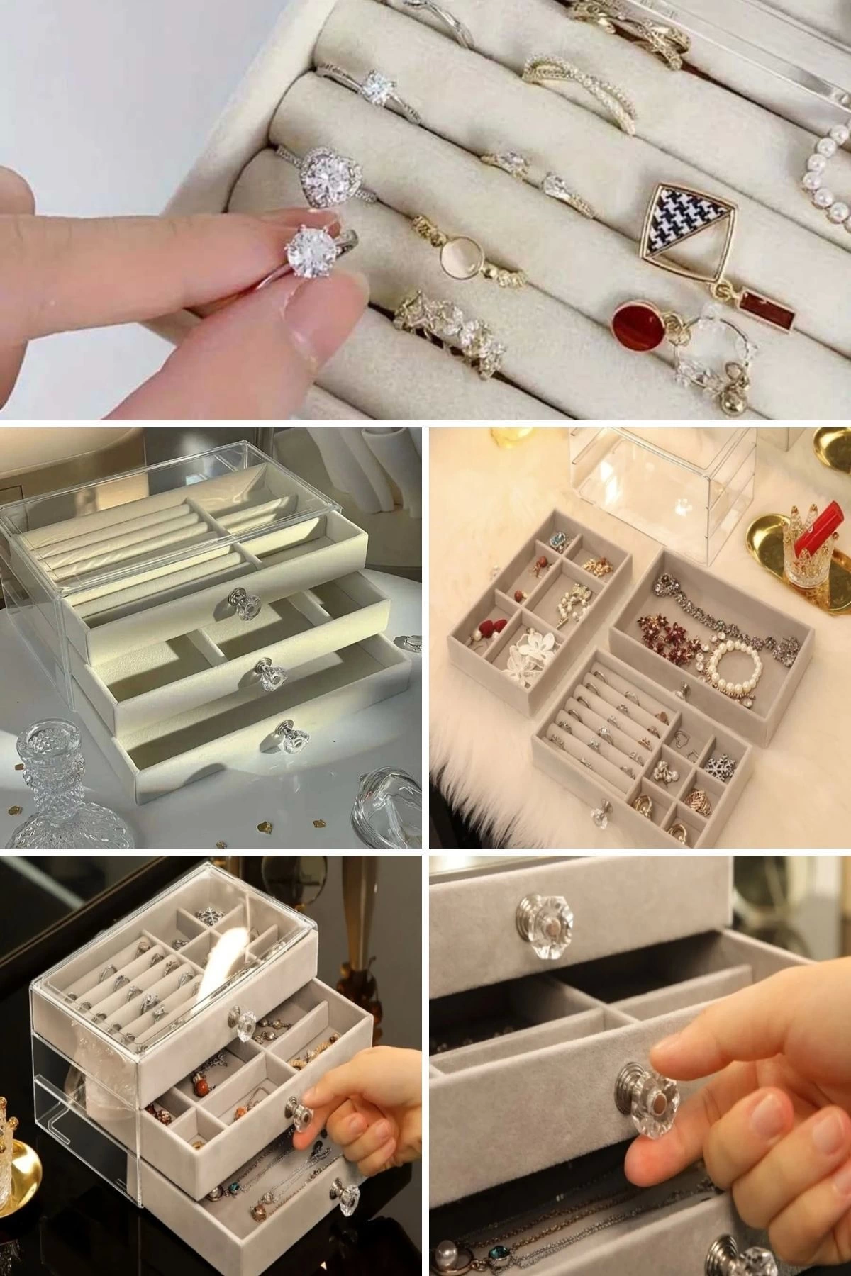 House By House Three Layer Drawer Jewelry Cosmetic Organizer