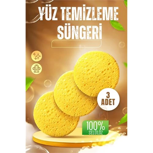 BX Makeup Cleaning Pad Skin Cleaning Sponge Natural Selulous 3 PCS