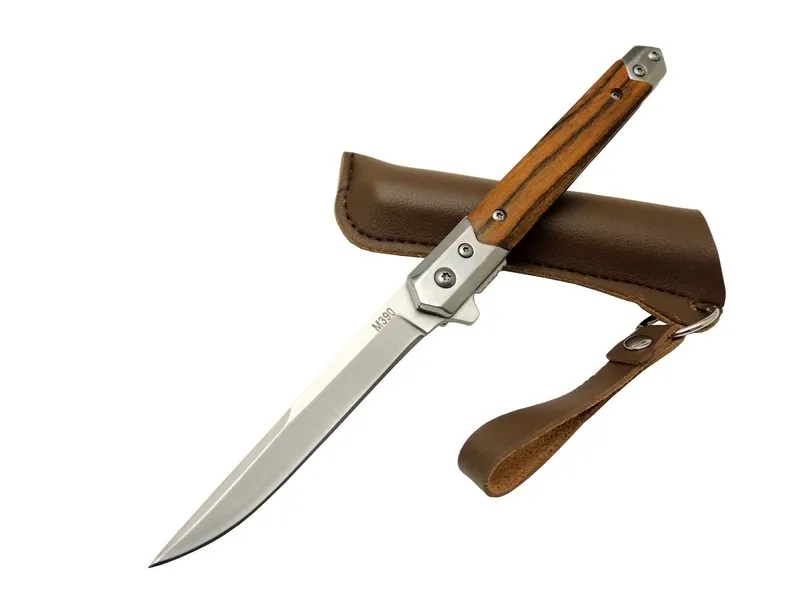 ZBR M390 1-37 Brown Camping Spine 21cm - Manual, Wood Handle, Sheathed