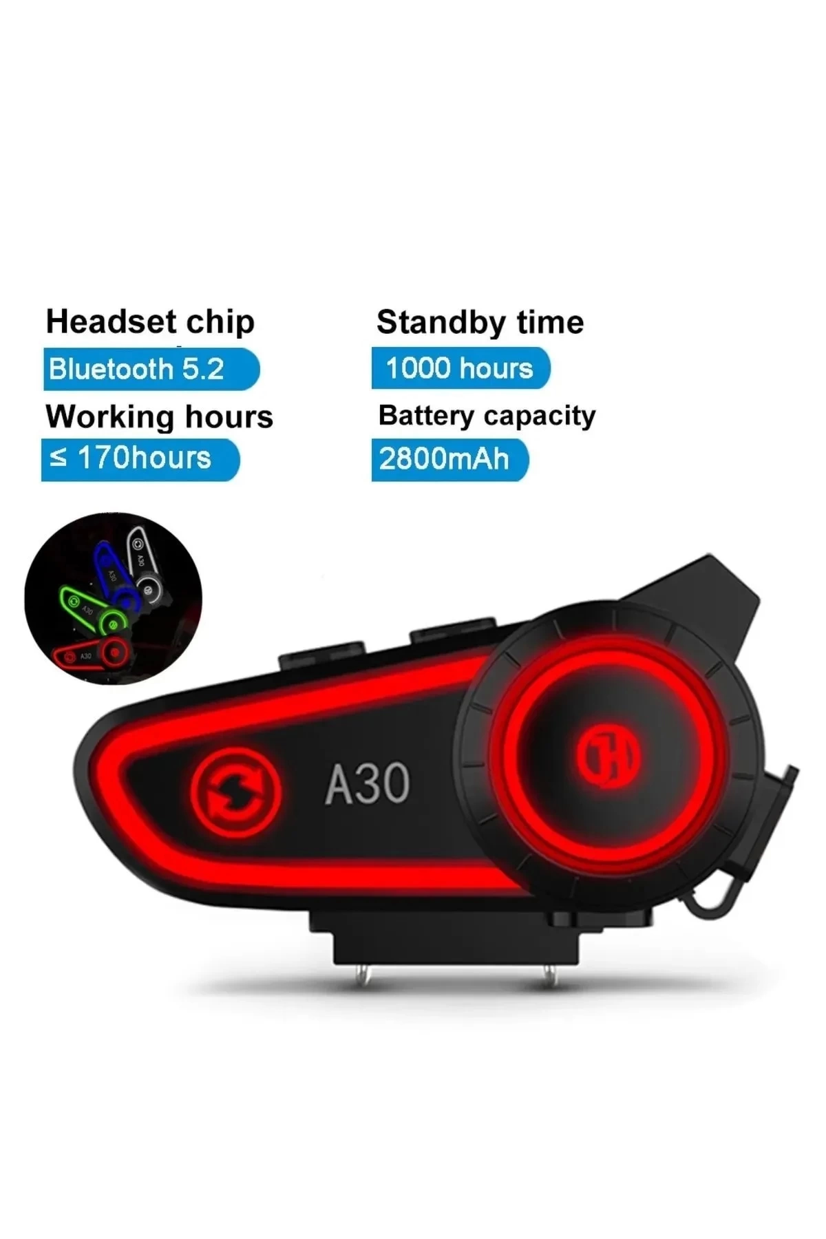 A30 Motorcycle Helmet Headset Intercom Light Motorcycle Intercom