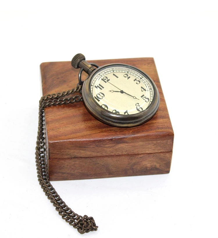 BFS Wooden Box Brass Shackle Clock 16155