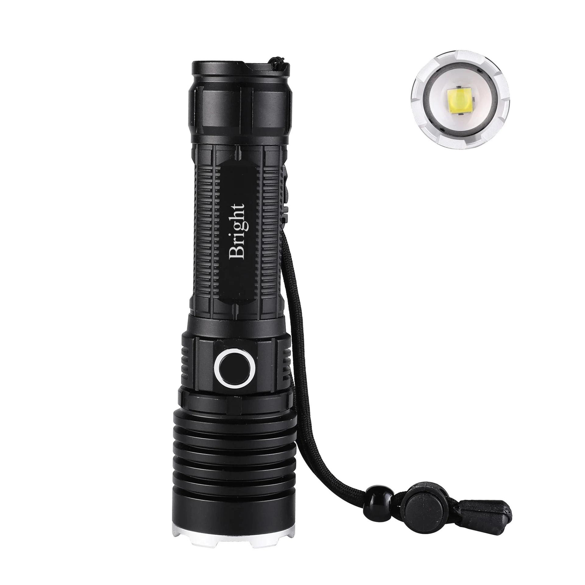 Bright Ght-5761 Xp90 Led 3 Mod Zoomed Rain Water Proof Rechargeable Flashlight 26650 Battery