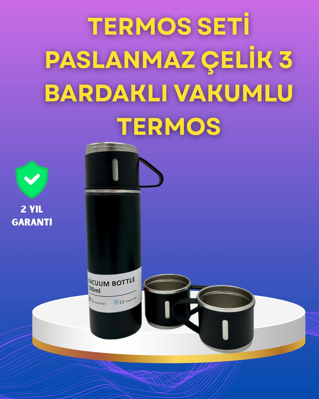 Steel Thermos Cup Set  500 500ml Capacity , Non Slip Base , Gift Boxed