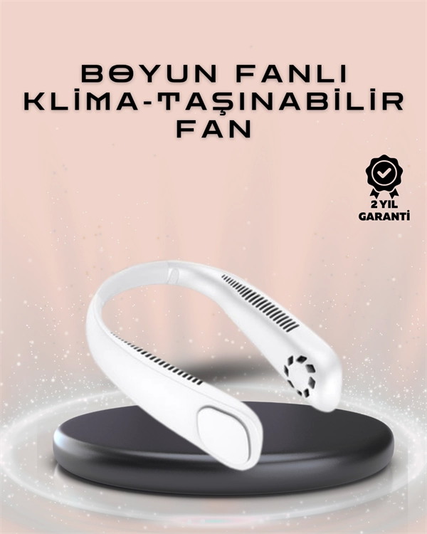 Wearable Silent Fan  Hafif 224g Lightweight , Bladeless Safe Design , 5 Geared Cooling , USB Rechargeable Fan