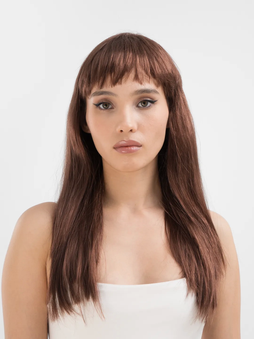 Coffee Color Long Straight Party Perw - Long Brown Wigs
