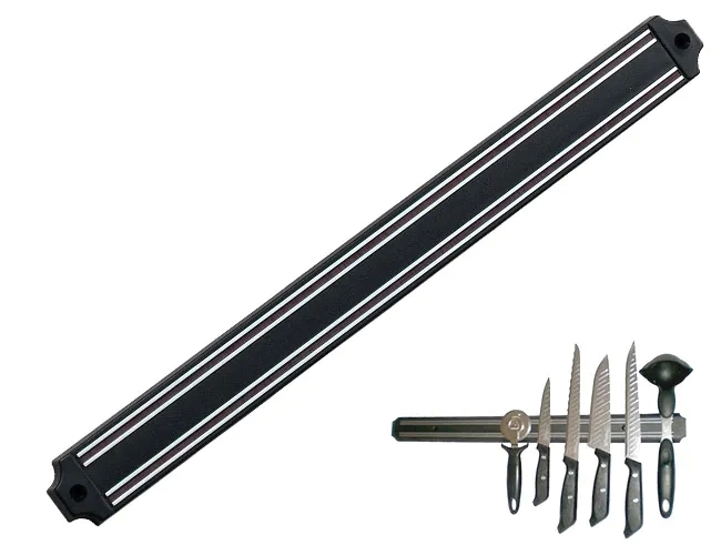 Magnet Knife Holder Stand - 38 Cm - Black - Stainless Steel - Kitchen Layout - Safe Knife Storage - Tezgâh Layout - Modern Design