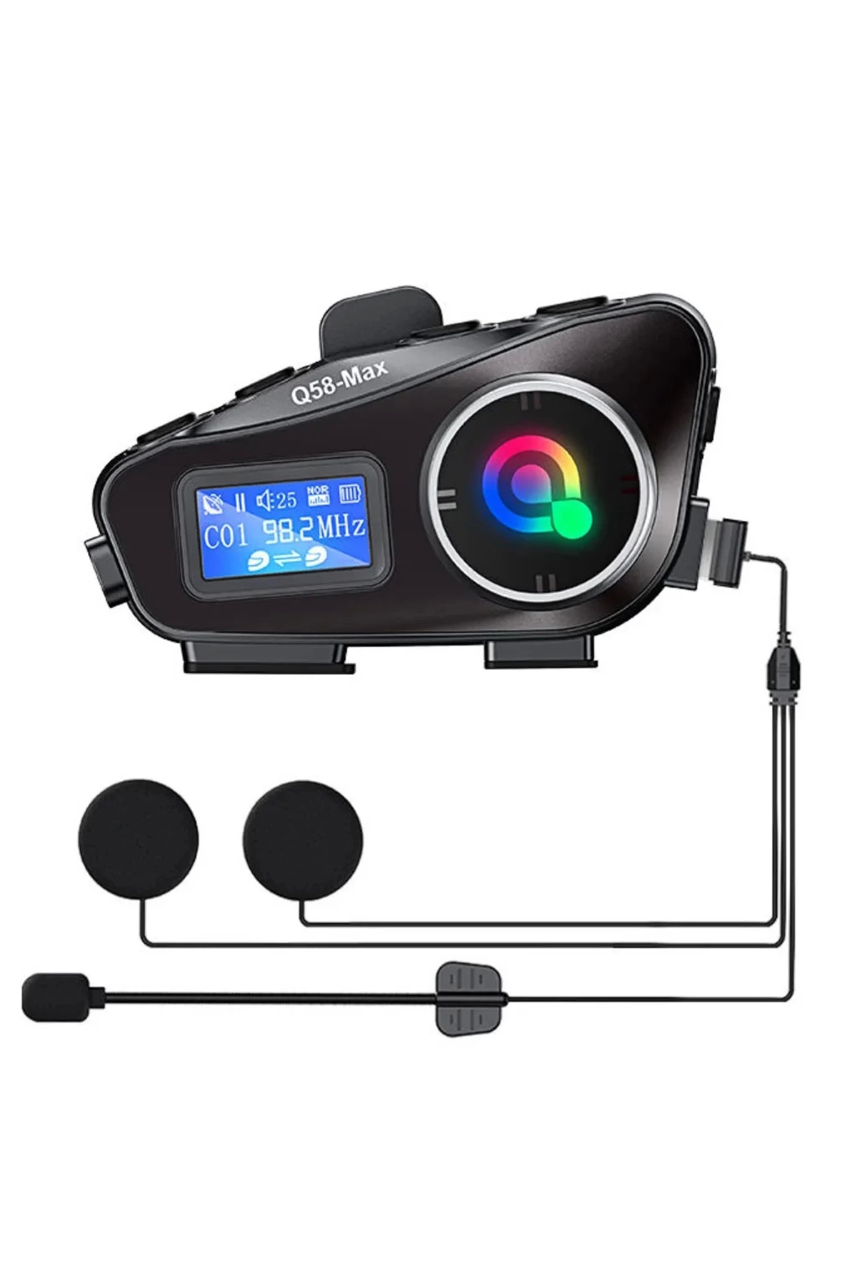 Q58-max Radio 2 People Connected Bluetooth Helmet Headset With Flashlight Music And Radio Intercom