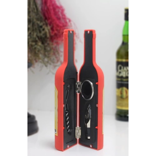 Bottle Tirbuşon Set Small Size Red