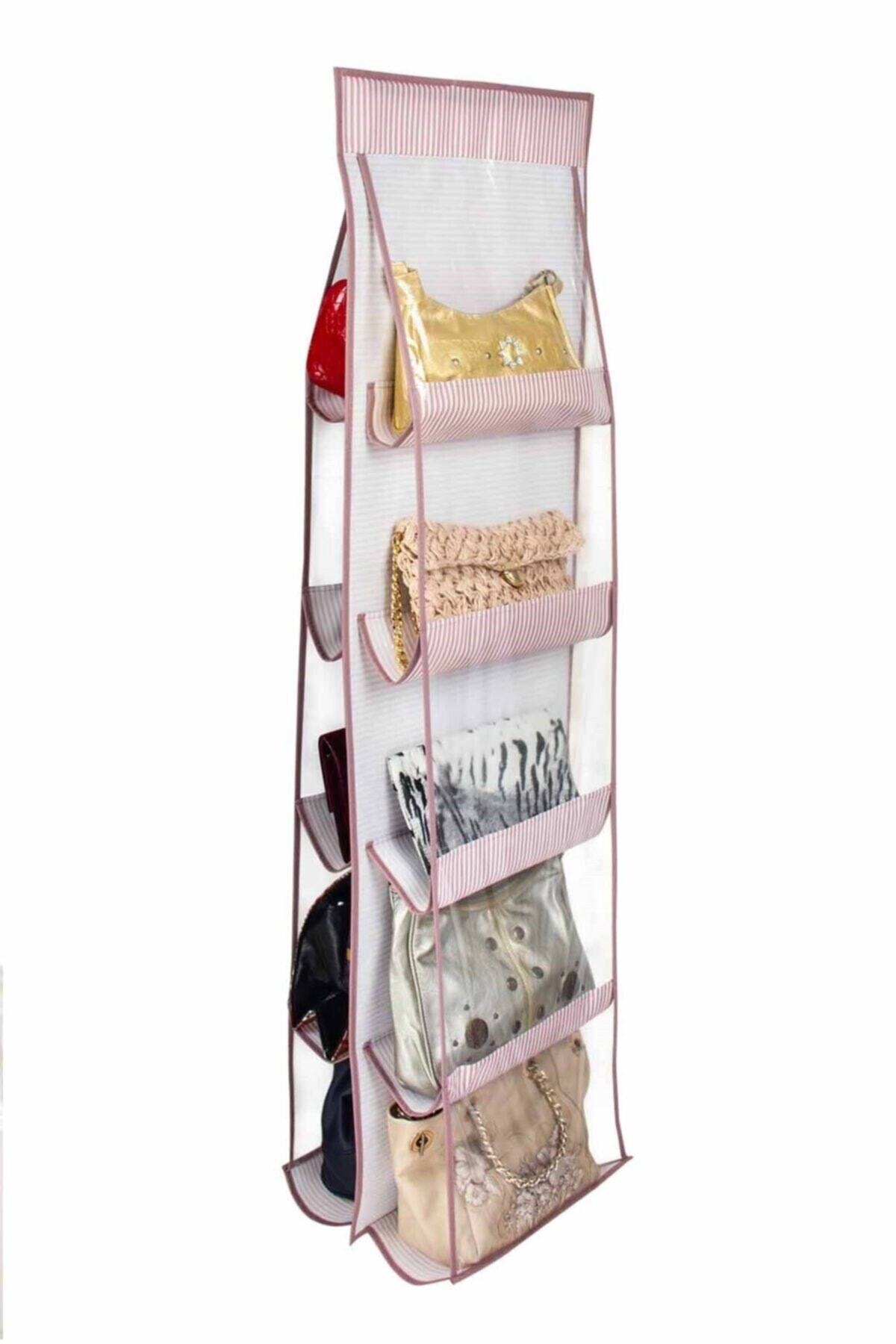 10 Partition Cabinet Bag Organizer - Pink Stripe