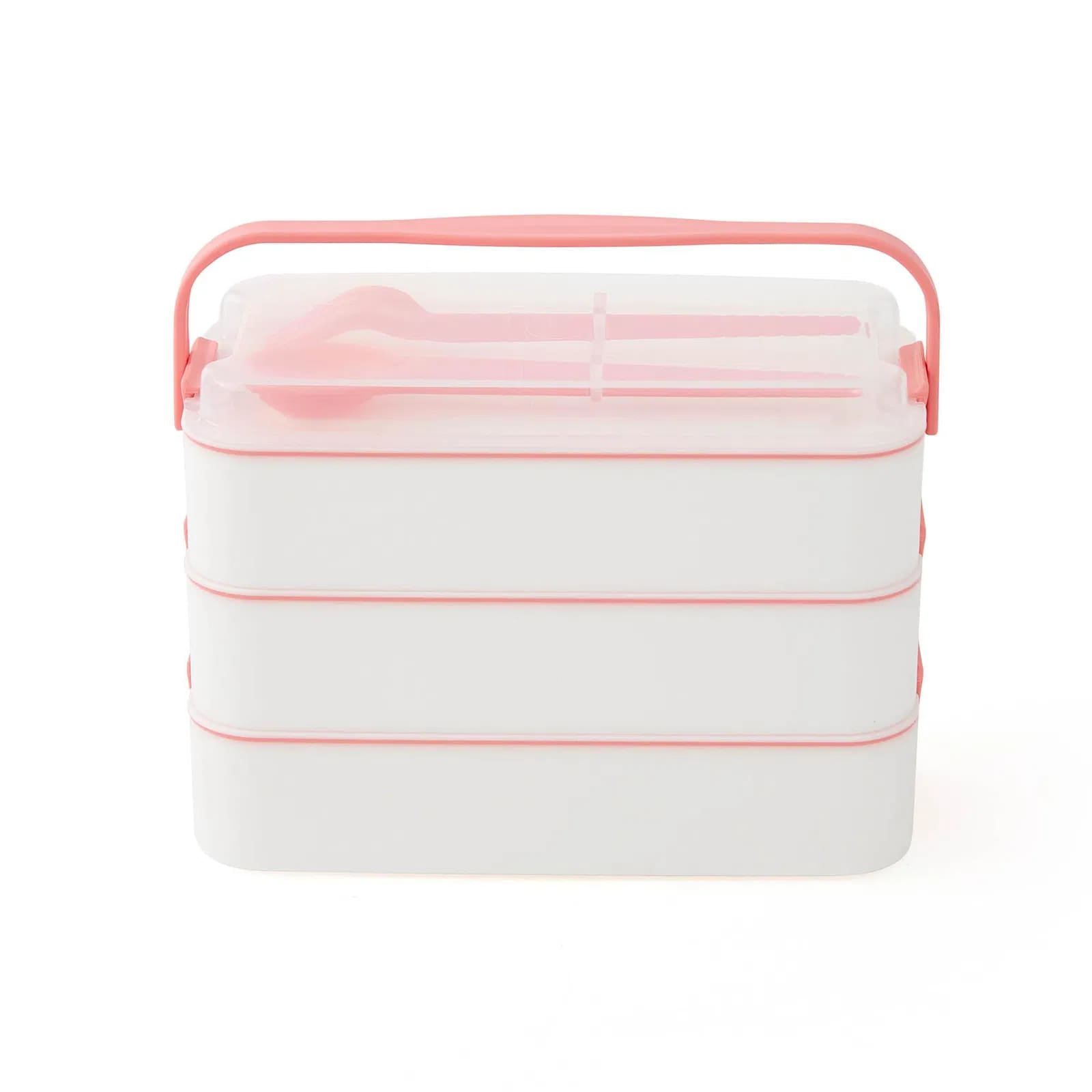 3 Layers Handled Food Container Diet Expedition Storage Container Fork Spoon