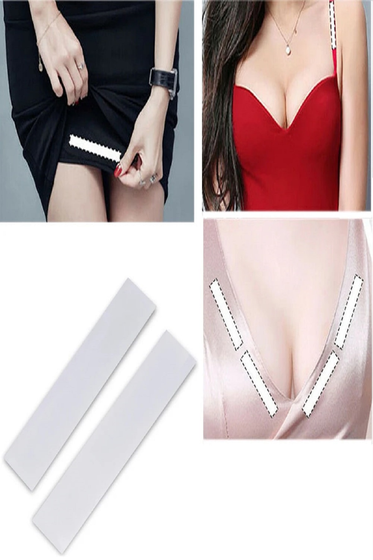 72 Adet Çift Taraflı Transparan Dekolte Kapatıcı Yapışkan Paça Boyu Düzeltici -Askılı Elbise Bandı