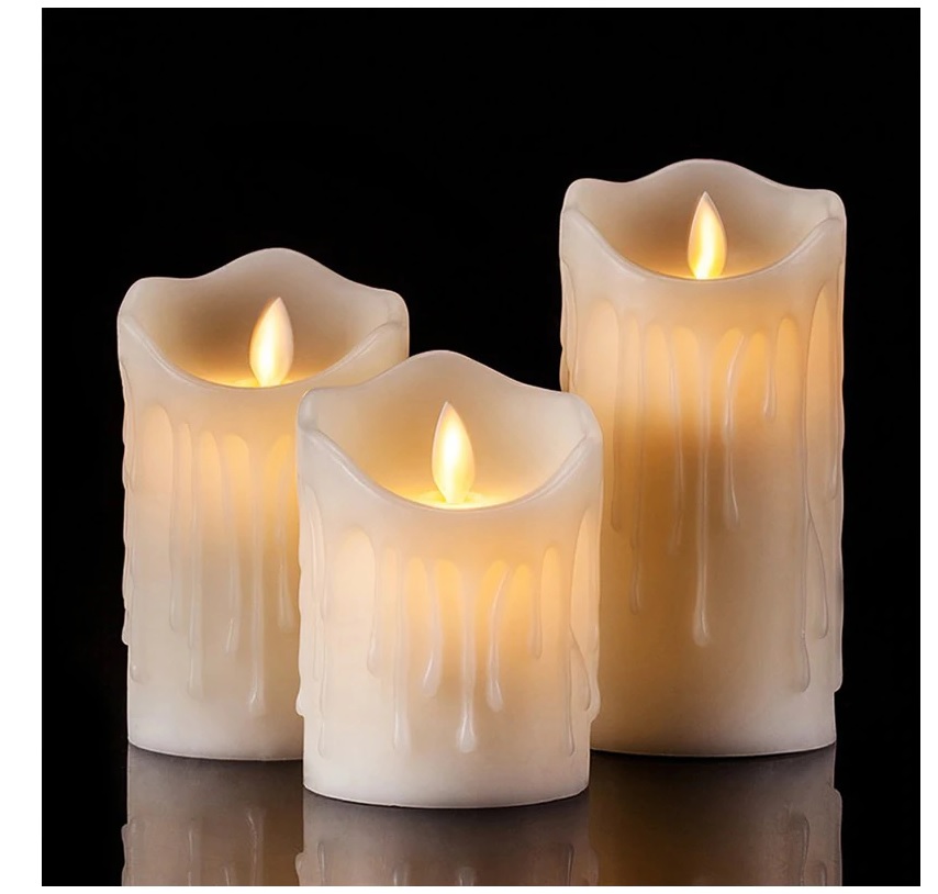 Flame Led Candle Animated Flame Appearance Decorative Candle - 3 Pcs Set