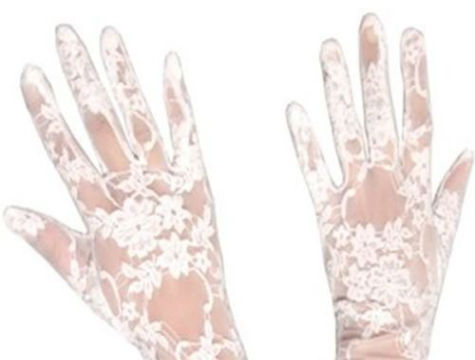 Lace Bride Gloves - White Short
