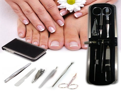 6 Piece Manicure Set With Leather Bag