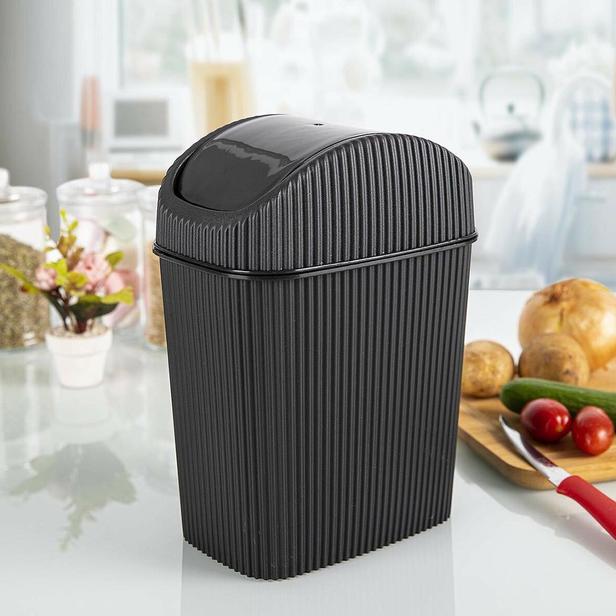 Mini Trash Bucket With Rotary Lid 2.5 LT - BLACK