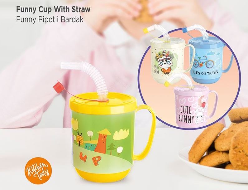 3 Pcs Pipette Children Will Drink Cup Patterned Cup 350ml