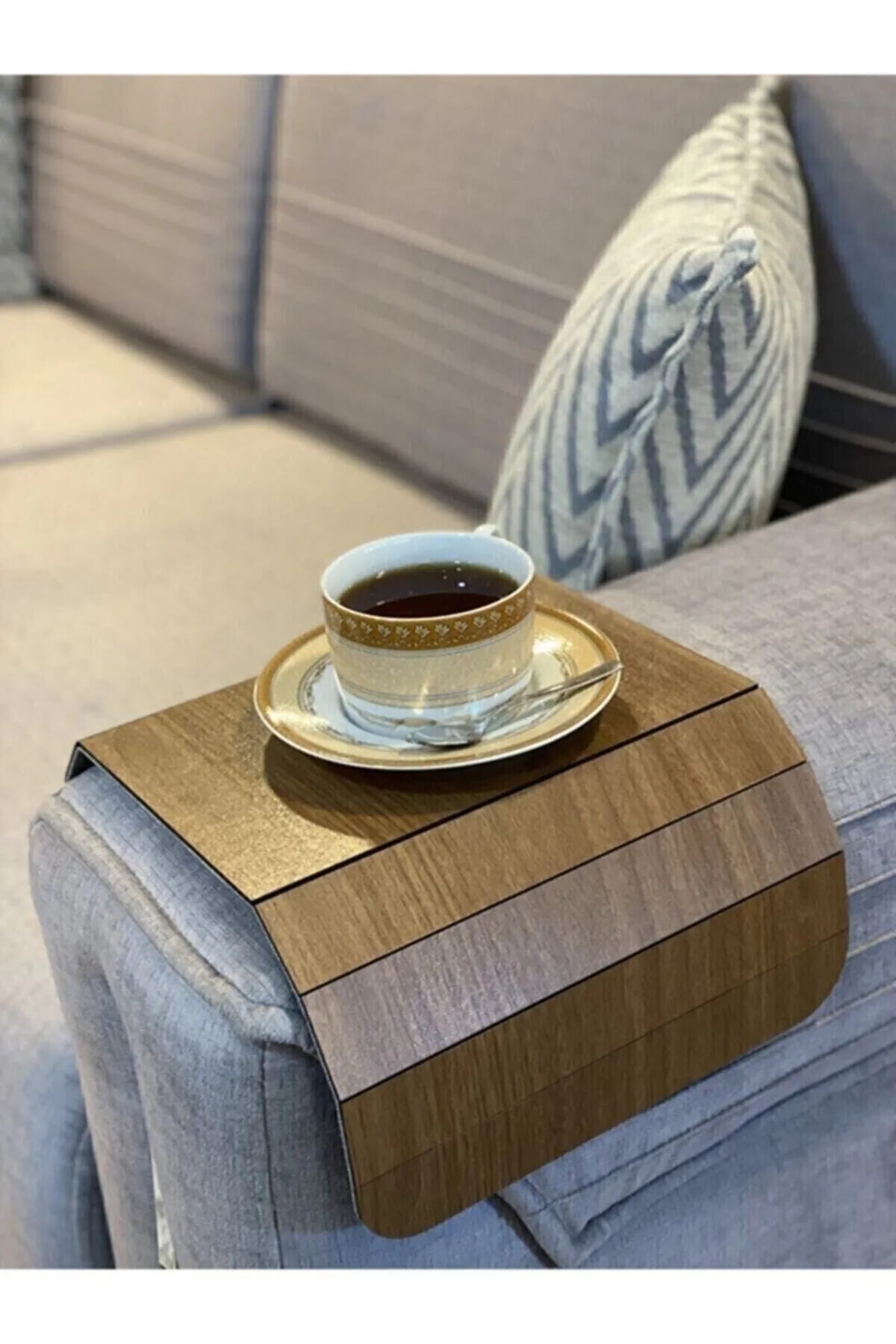 Brown Seat Edge Wooden Non Slip Tray