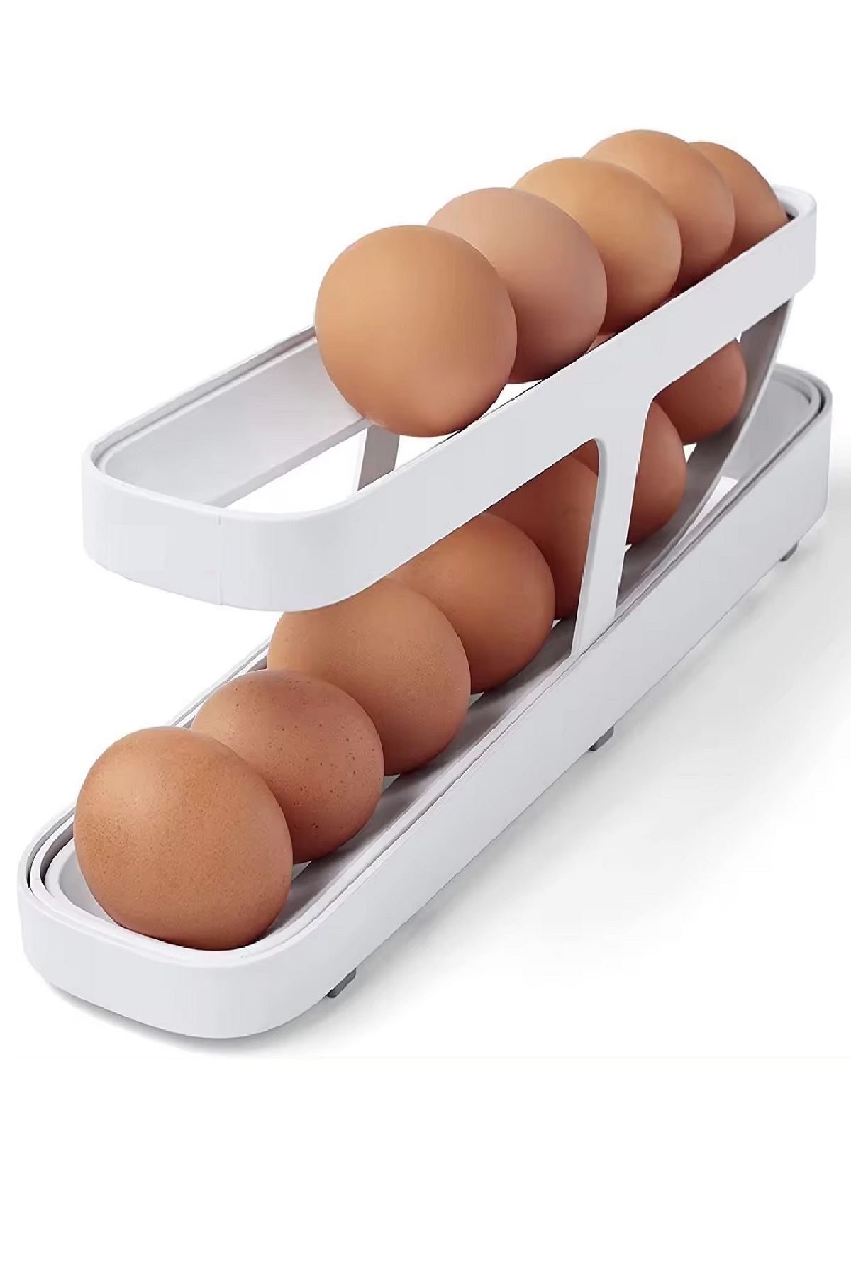 Automatic 2 Layer Refrigerator Egg Organizer - Egg Storage Container - 14 Egg Capacity