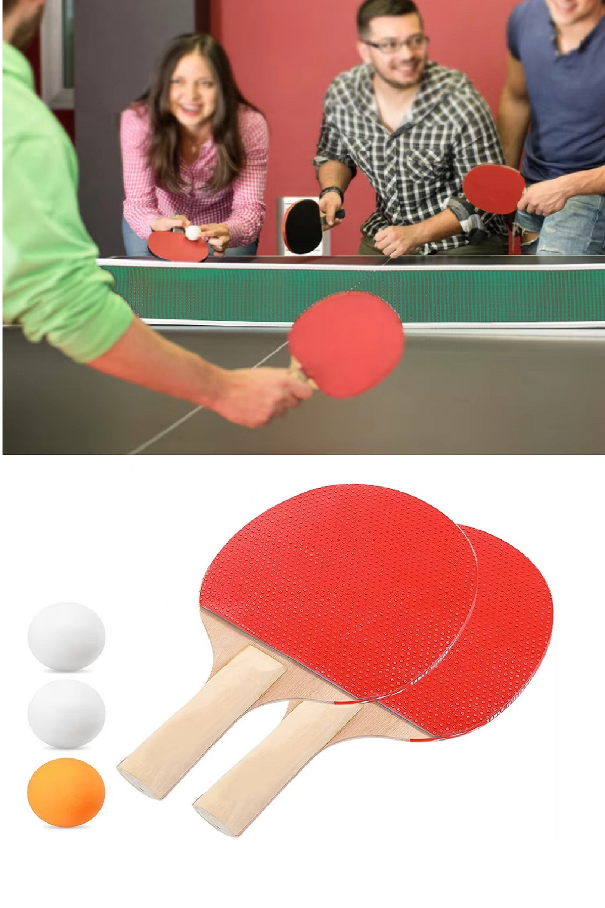 Ping Pong Masa Tenisi Seti Tenis Raketi Seti 2 Raket + 3 Ping Pong Topu Spor Aksesuarları