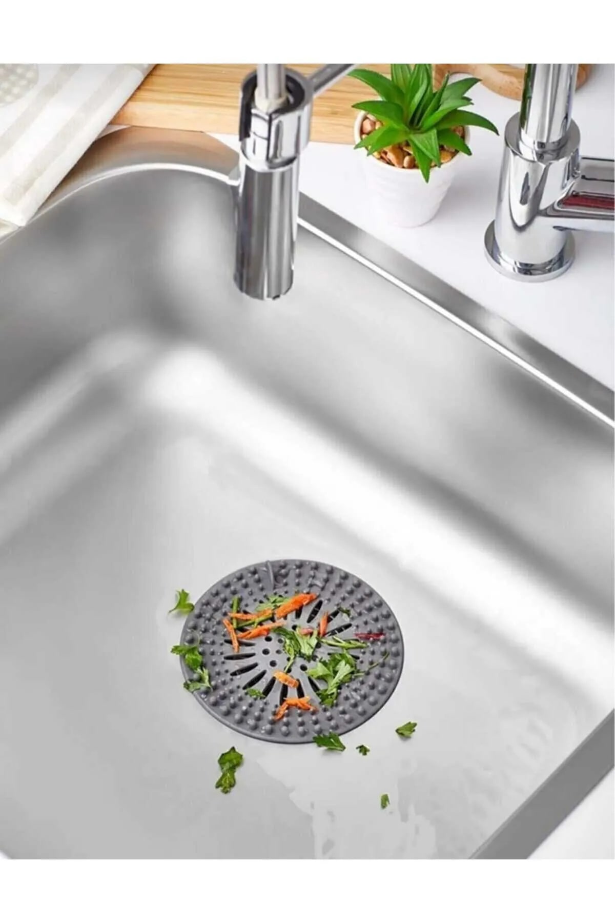 Yuvarlak Süzgeçli Silikon Mutfak Lavabo Ve Küvet Süzgeci Gider Süzgeci