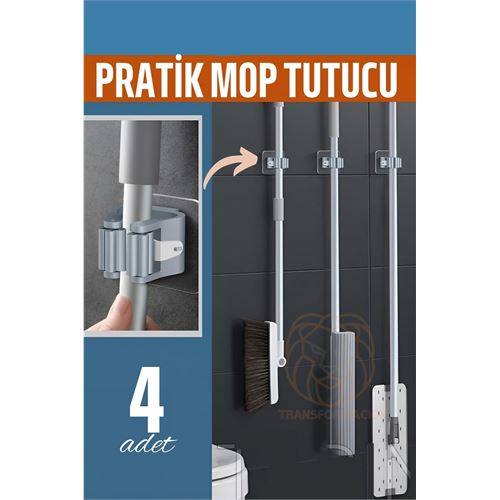 Adhesive Practical Mop Holder 4 PCS