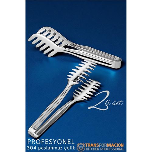 Kitchen Tong Set - Pasta Cake Salad Multipurpose Tong 2 li SET 304 Stainless Steel
